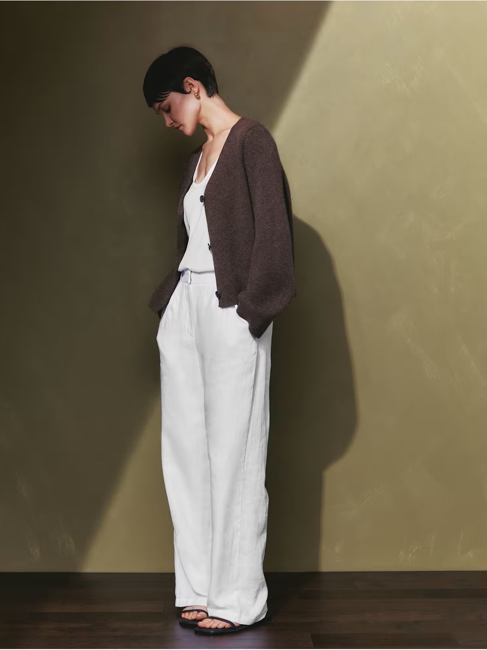 Quince White 100% European Linen Pleated Wide-Leg Trousers Fully Lined, Size 6 - Picture 8 of 16
